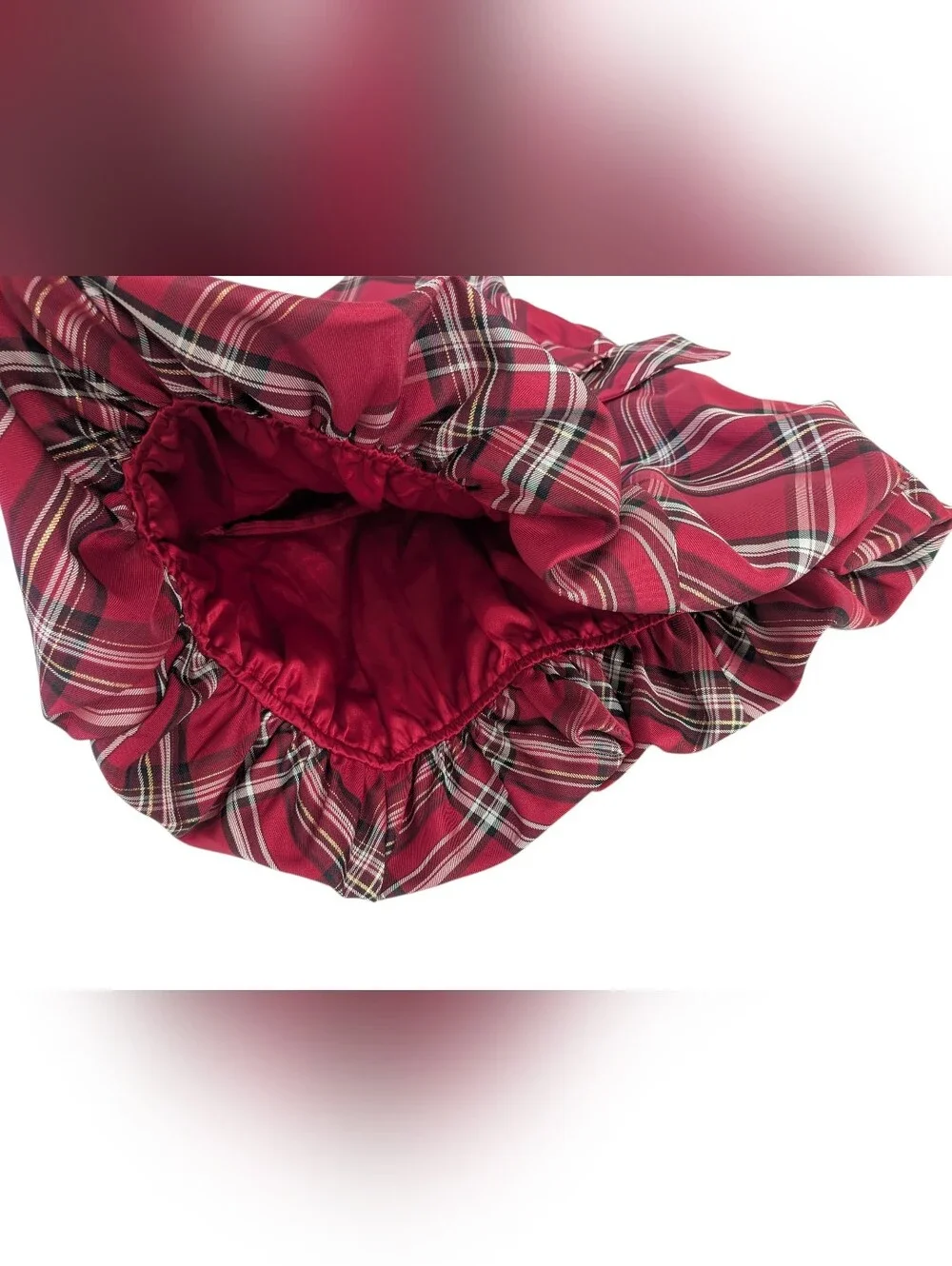 The Children's Place Girls Red Plaid Satin Bow Bubble Dress NWT Size 8